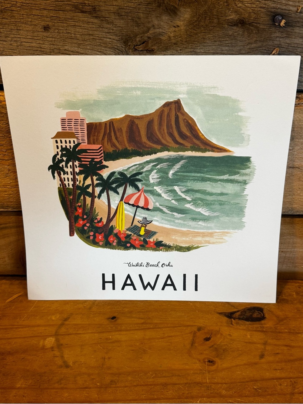 Rifle Paper Co. Hawaii Waikiki Beach Art Print – 11x10.25
